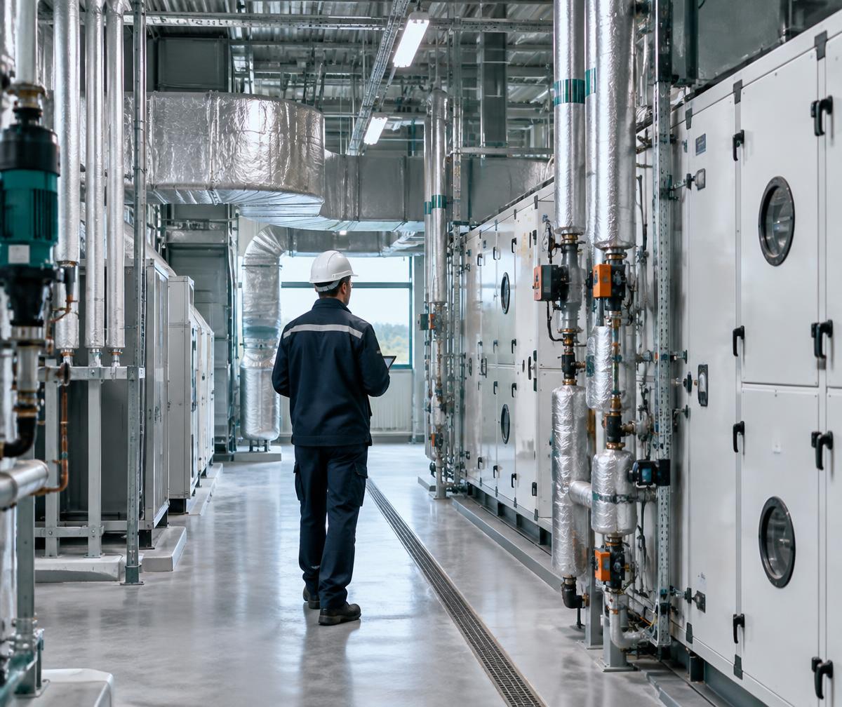 Installations de ventilation et de distribution thermique dans un bâtiment de santé